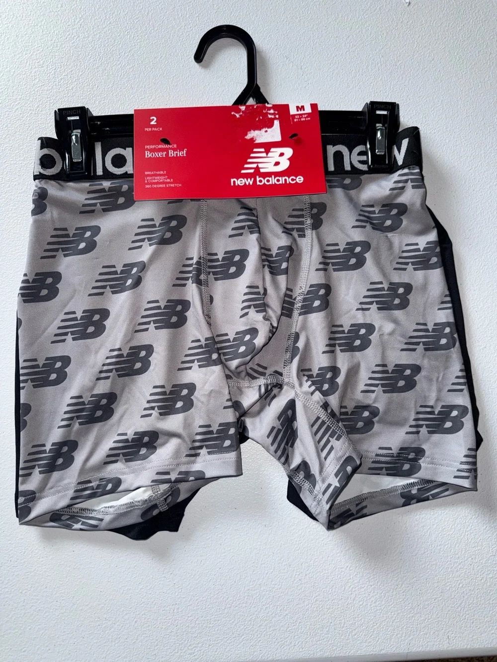New Balance Men’s Performance Boxer Briefs 2 Pack NWT Logo Print Size M 32”-34”